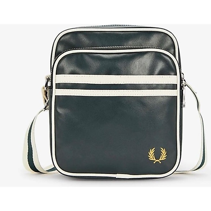 TAS FRED PERRY CLASSIC BAG NIGHT GREEN ECRU BNWT L8258