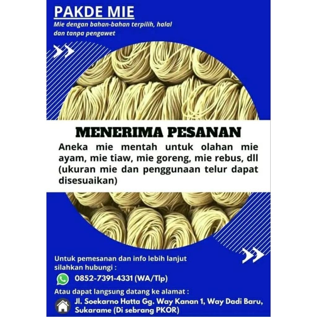 Mie mentah kiloan custom premium 500gr 1kg - Mie ayam / Mie goreng / Mie Kwetiaw / Mie kodon - Tanpa