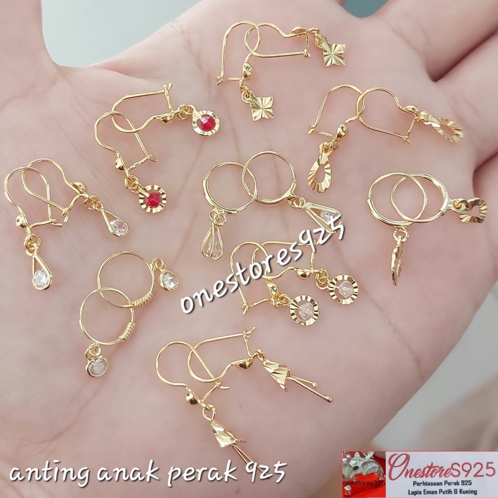 ANTING ANAK PEREMPUAN PERAK 925 LAPIS EMAS ASLI