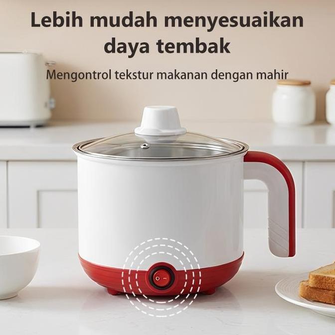 Mieia 650W Panci Listrik Elektrik Pengukus listrik portabe 2 liter,  pengukus multifungsi anti lengk
