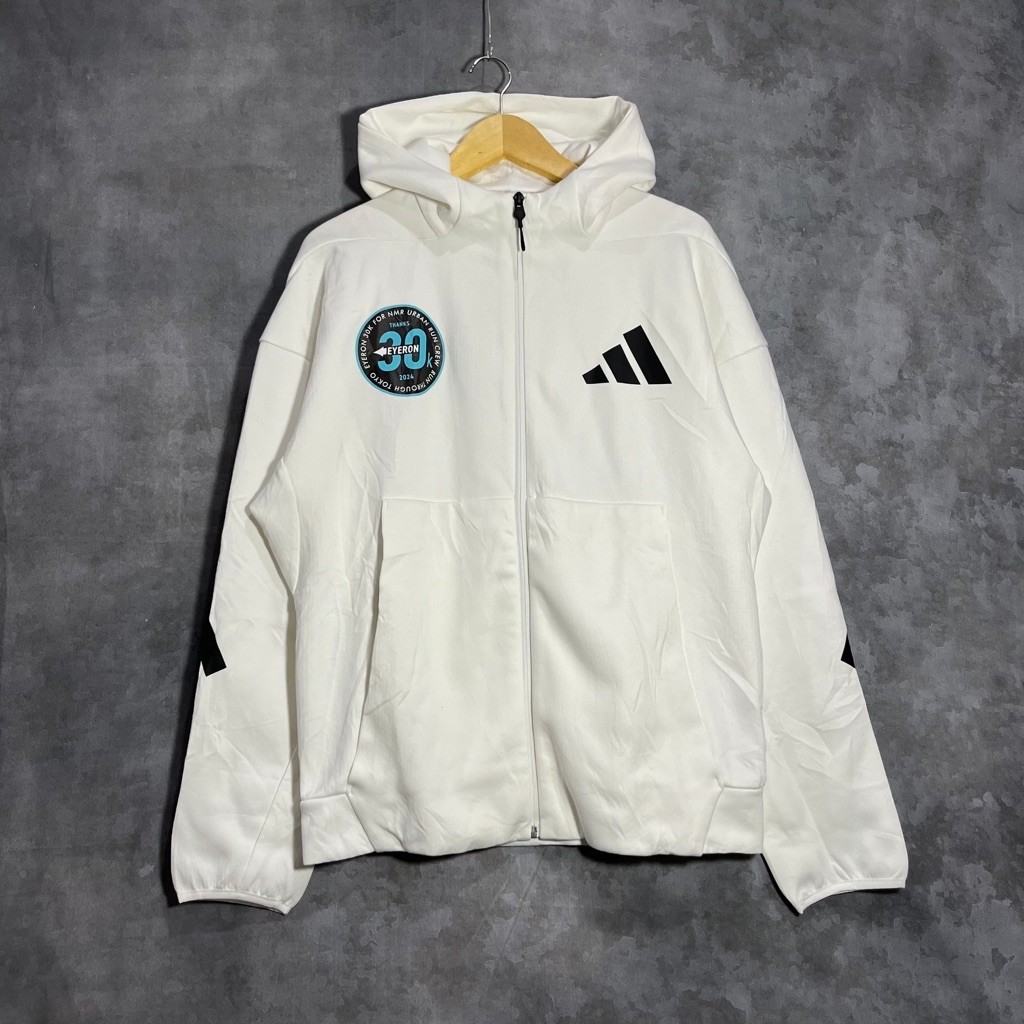 Hoodie adidas putih zipper original second preloved
