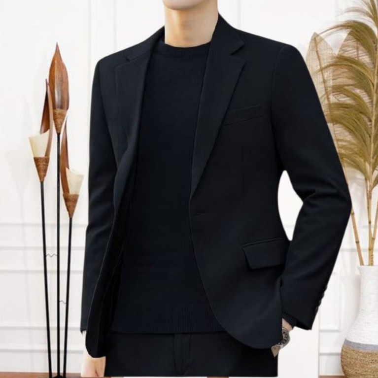HOT DEALS JAS BLAZER FORMAL PRIA SLIM FIT HITAM CASUAL SANTAI