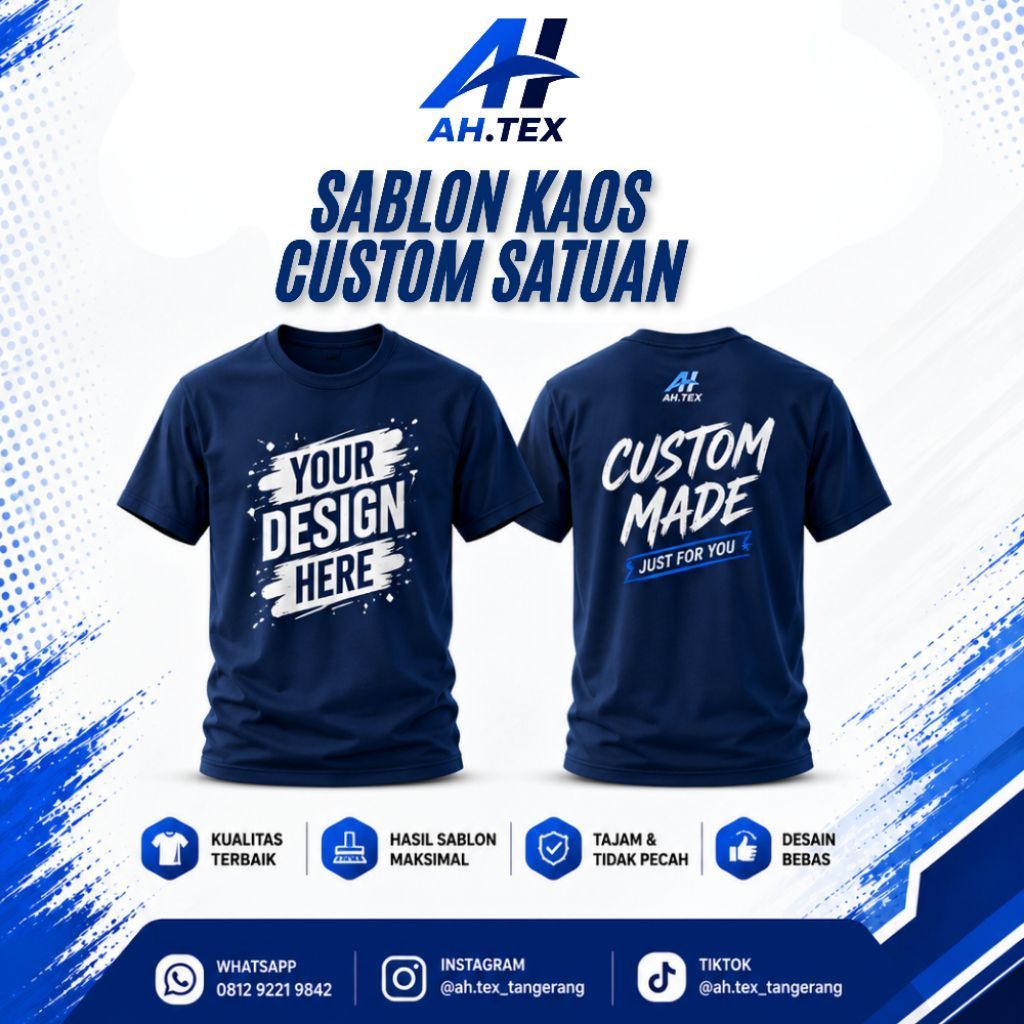 SABLON KAOS CUSTOM DESAIN SENDIRI KAOS SABLON REQUEST DESIGN PREMIUM COTTON COMBED 30'S SIZE S SAMPA