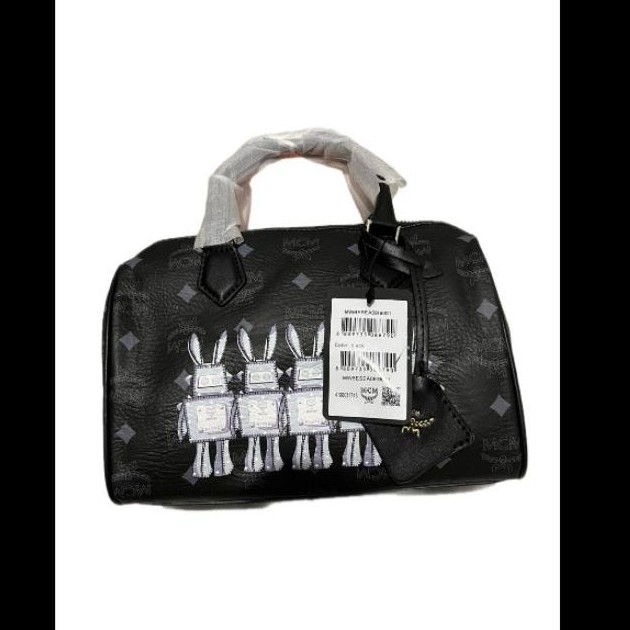 MCM Ella Boston Bag in Rabot Visetos Black