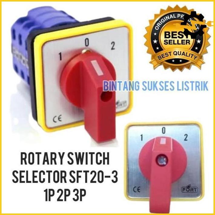 Original Selector Switch 3 Position 3P 1-0-2 Sft20-3-3 Selektor Swit 3 Posisi 3 Phase Rotary Switch 