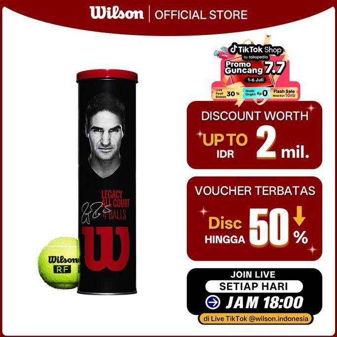 Fakinajayuuu - [Buy 1 Get 3 Cans] Wilson Rf Roger Federer Legacy Tennis Ball Bola Tenis 4-Ball Metal