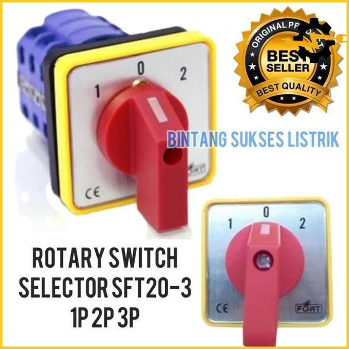 Original Selector Switch 3 Position 1P 1-0-2 Sft20-3-1 Selektor Swit 3 Posisi 1 Phase Rotary Switch 