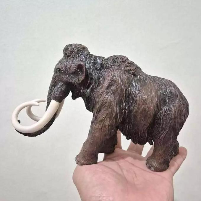 FIGURE HEWAN WOOLY MAMMOTH GAJAH PURBA ICE AGE HARDRUBBER PVC MINIATUR DETAIL REALISTIK PANJANG 20CM