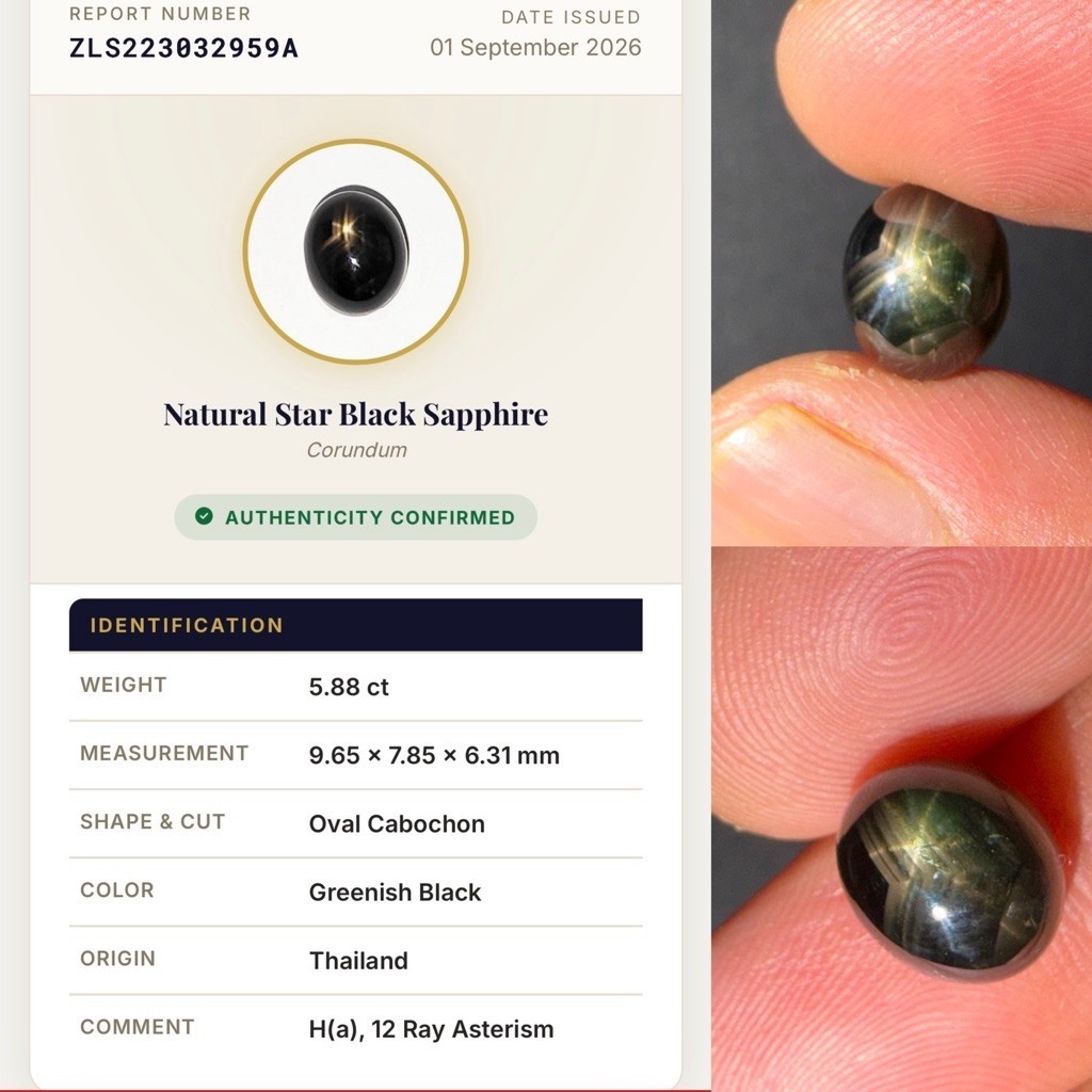 natural black safir star thailand heat b lab cgl