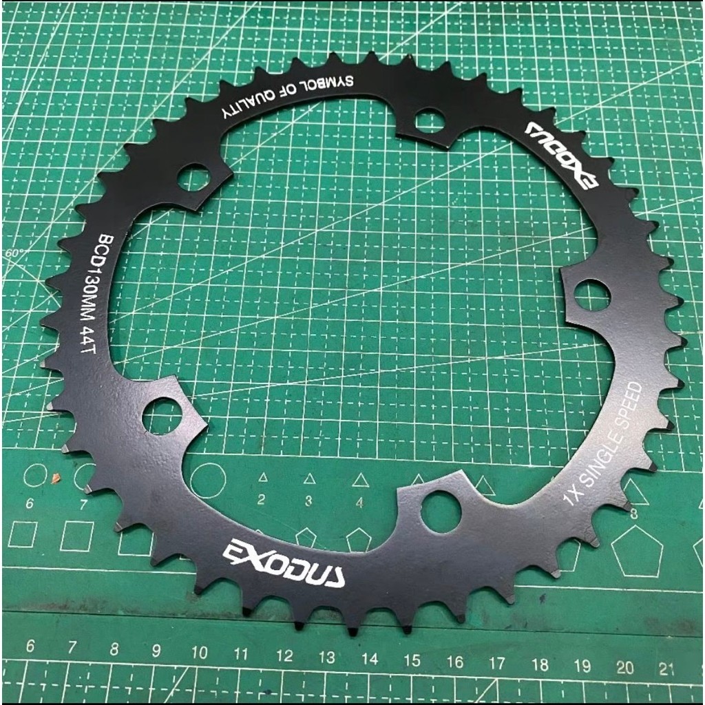 Chainring Single Speed 44T 46T 48T Exodus BCD 130 Fixie Chain Ring Hitam Sepeda MTB Folding Fixie 44