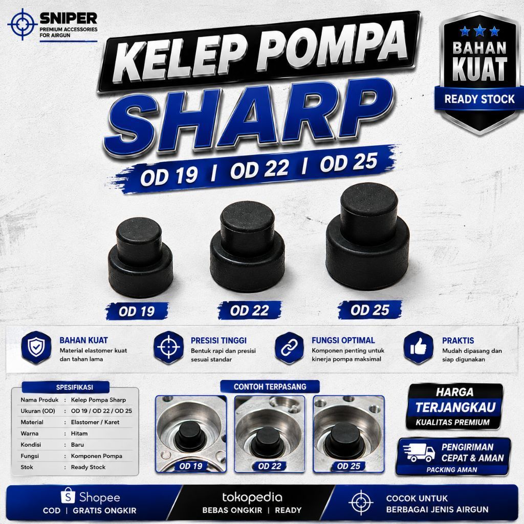 KELEP POMPA SHARP OD 19 / OD 22 / OD 25