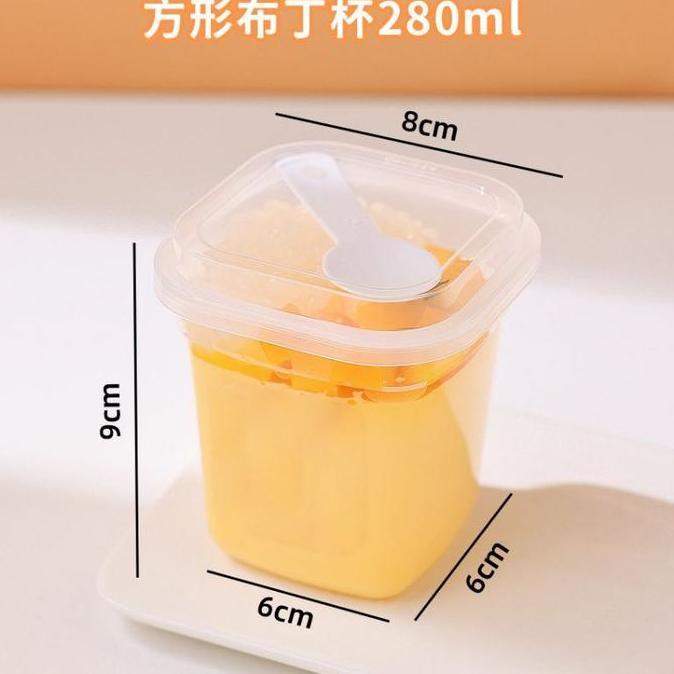 10Pcs Korean Dessert Cup Sendok  Puding Tahan Panas Bentuk Bulat Dan Kotak