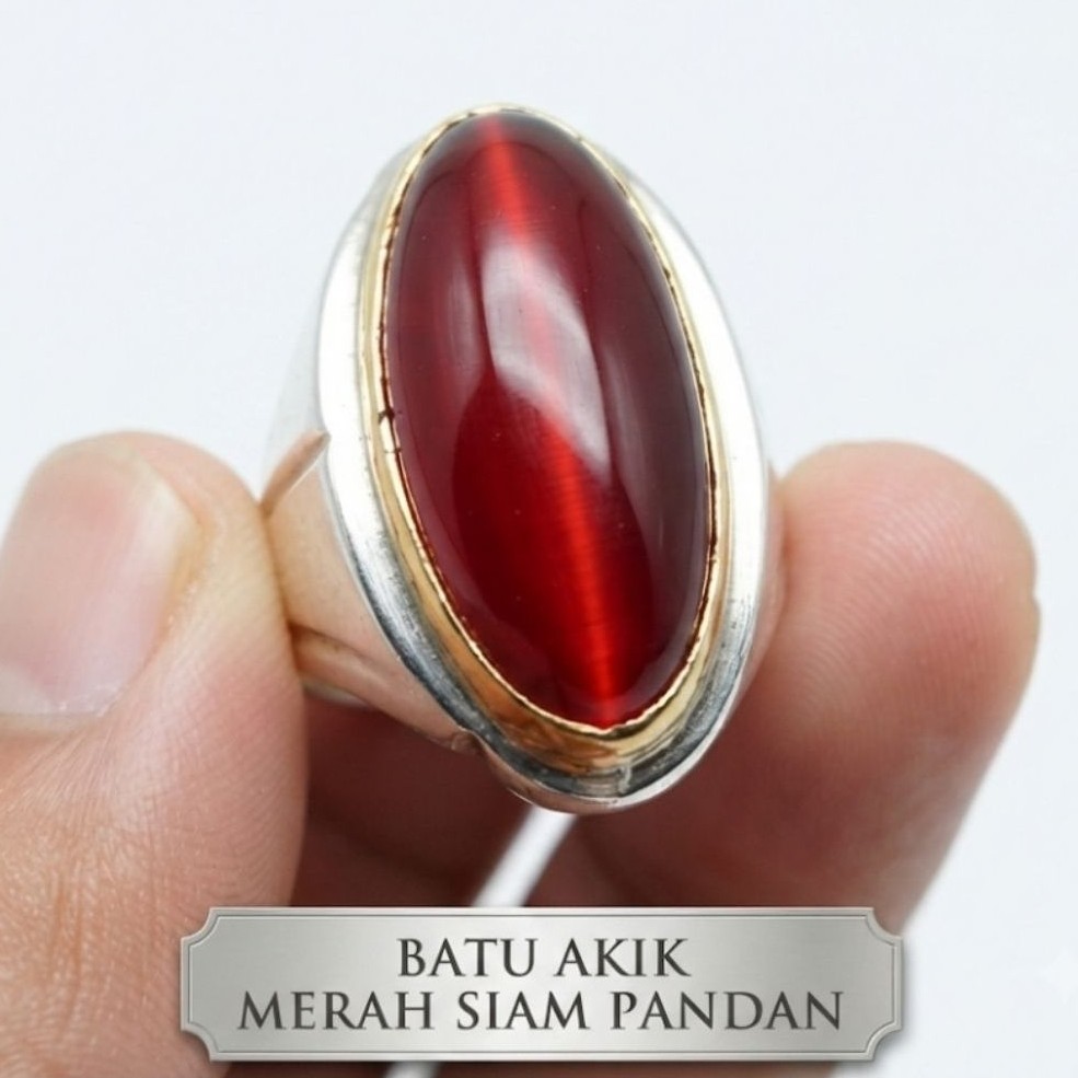 Batu akik alam pandan merah siam size kantoran