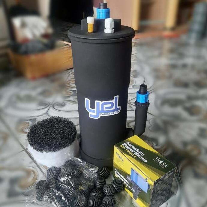 Filter Mini Canister Diy + Pompa Amara Sp-1200A + Isi Media