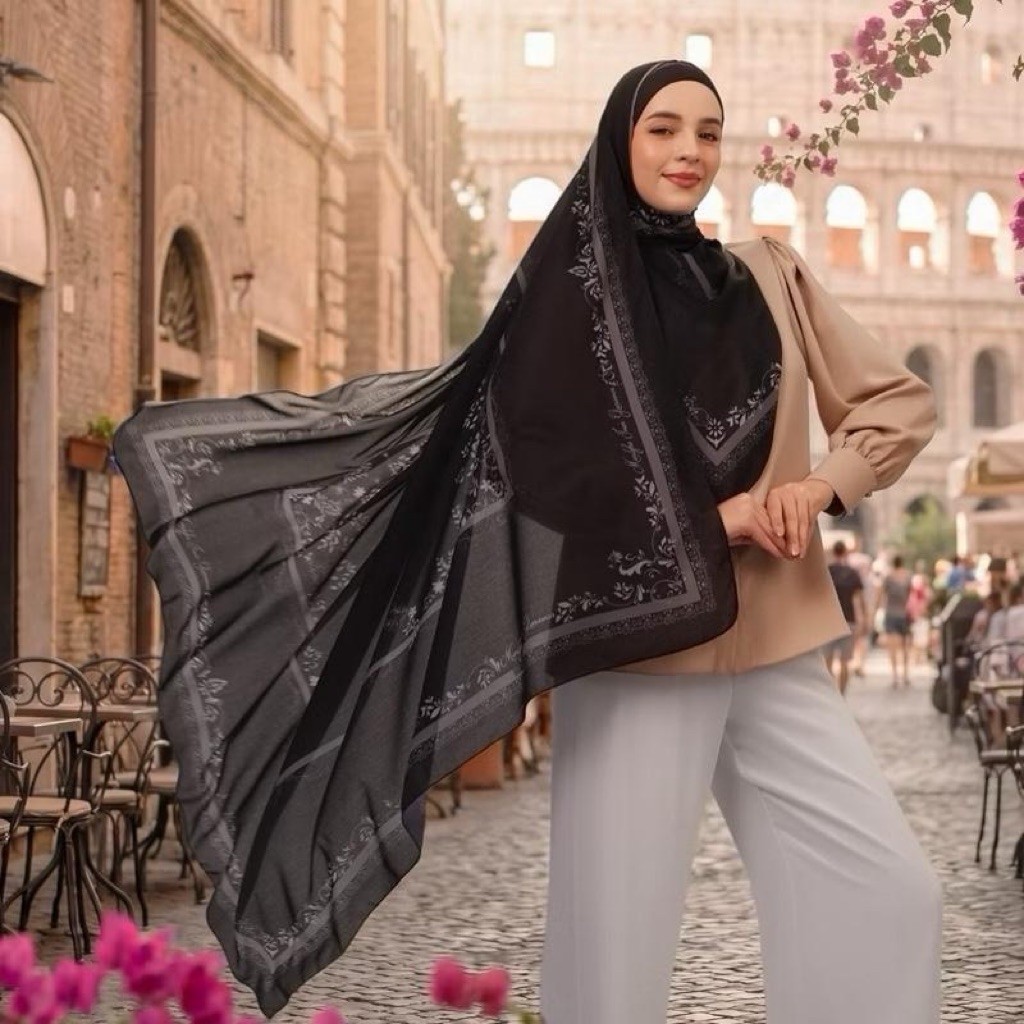 LOVISA BLACK SCARF | HIJAB MANDJHA OFFICIAL SEMARANG