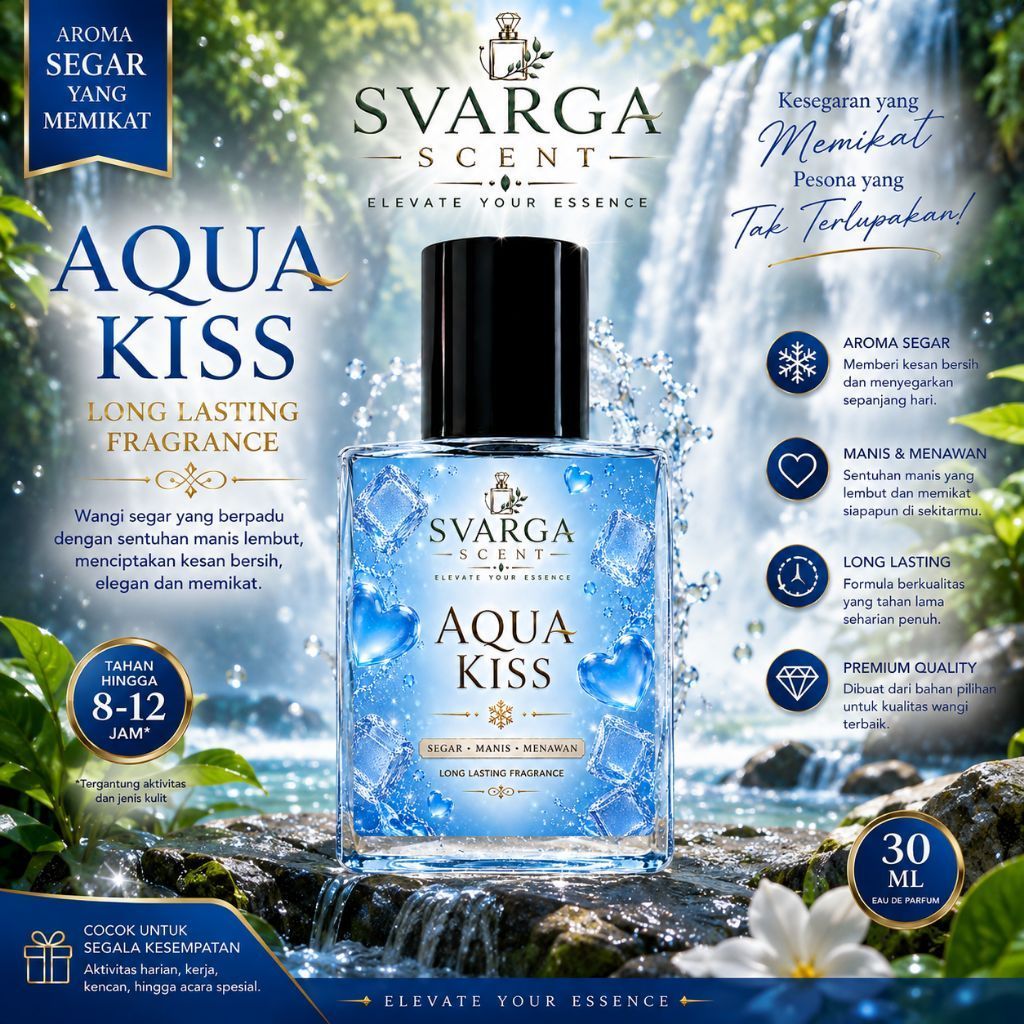 Parfum SVARGA Scent Aqua Kiss Long Lasting Fragrance 30ml Eau De Parfum Segar Manis Menawan