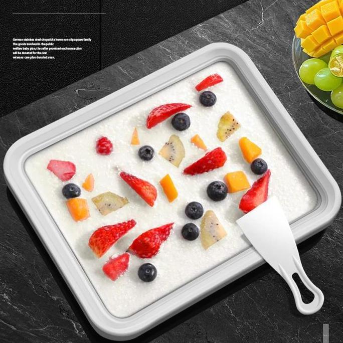 Mesin Es Krim Gulung Mini Tanpa Listrik Food Grade Alat Pembuat Ice Roll Yogurt Goreng Beku Portabel