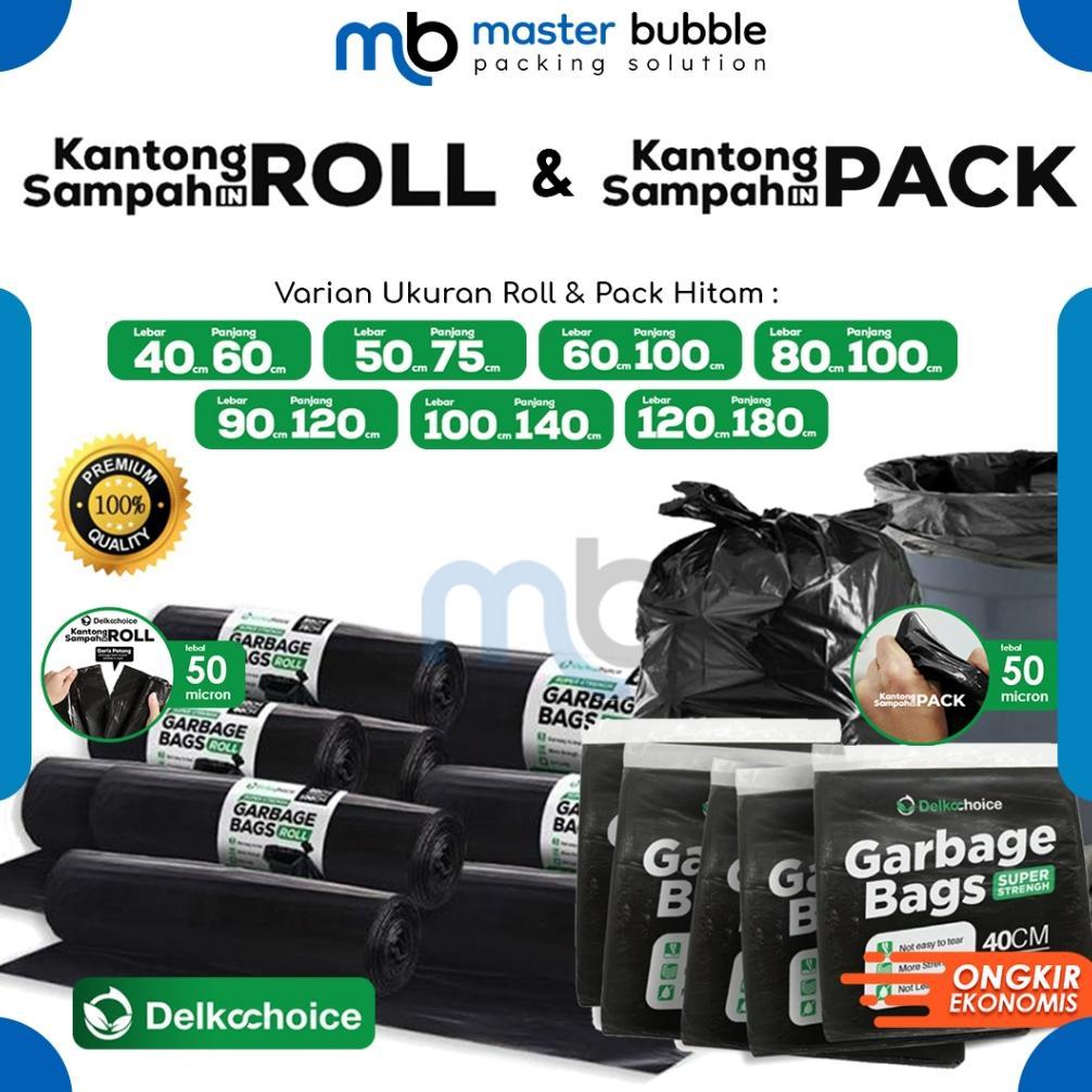 Kantong Kresek Plastik Sampah Roll & Pack Hitam / Trash Bag / Garbage Bags Tebal Delkochoice