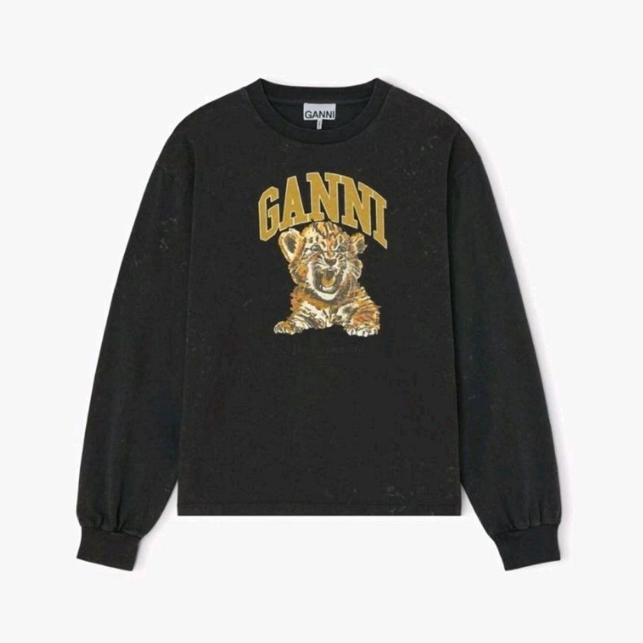 GANNI WOMEN'S - GANNI FUTURE JERSEY LONGSLEEVE TIGER - PHANTOM