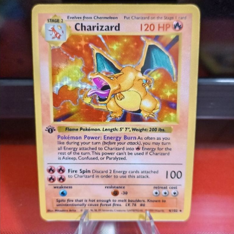 Kartu Pokemon Charizard Base Set 1st edition shadowless ENG 1999