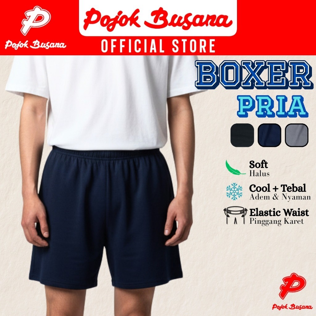 Pojok Busana Celana Pendek Pria - Celana Boxer Santai Cowok