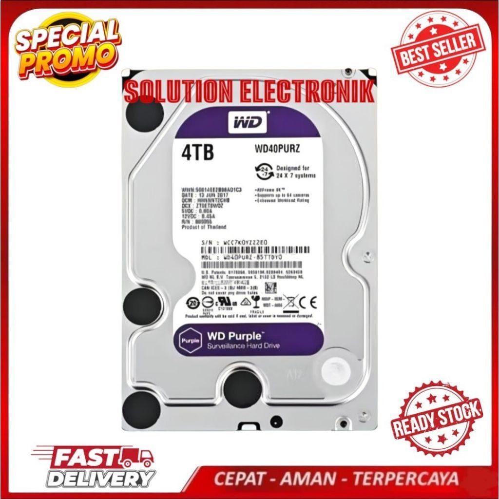 WD Purple 4TB / WD CCTV 4TB / WD Surveillance 4TB / WD Purple 4 TB / HDD/ HD/ Hardisk/ Harddisk