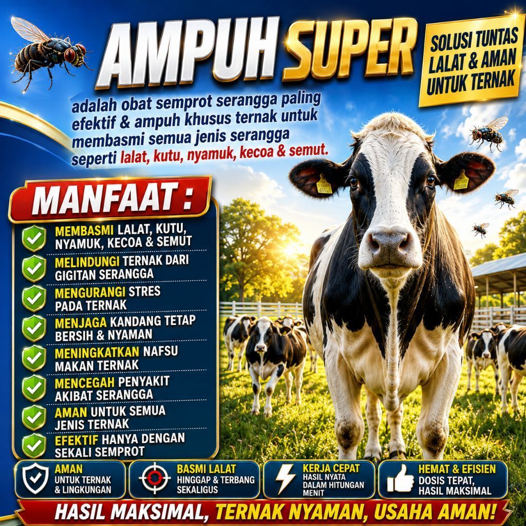AMPUH SUPER BASMI KUTU Obat Lalat Ampuh Membasmi Kutu Pinjal Sapi Kerbau Domba