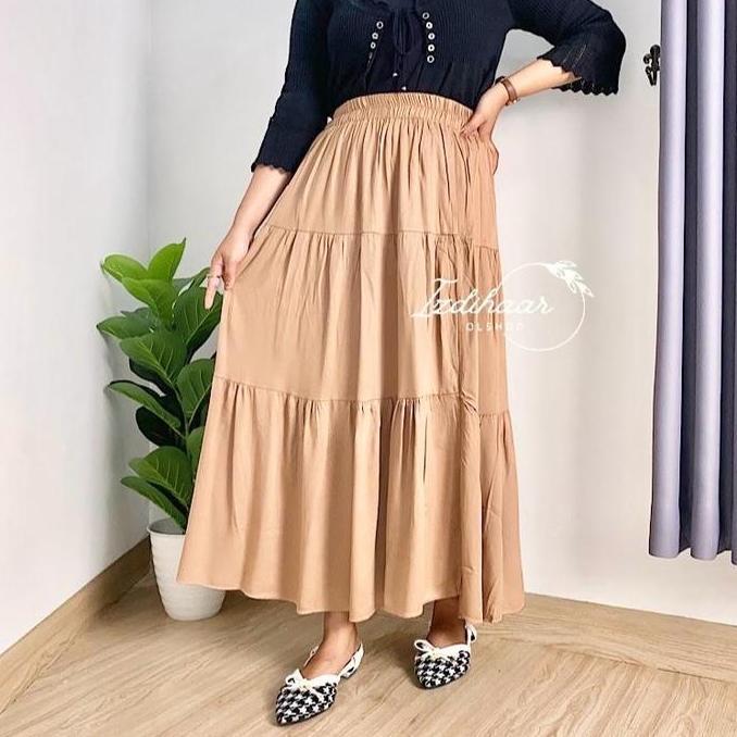 Rok Susun panjang Rok susun Wanita Katun Rayon Twill