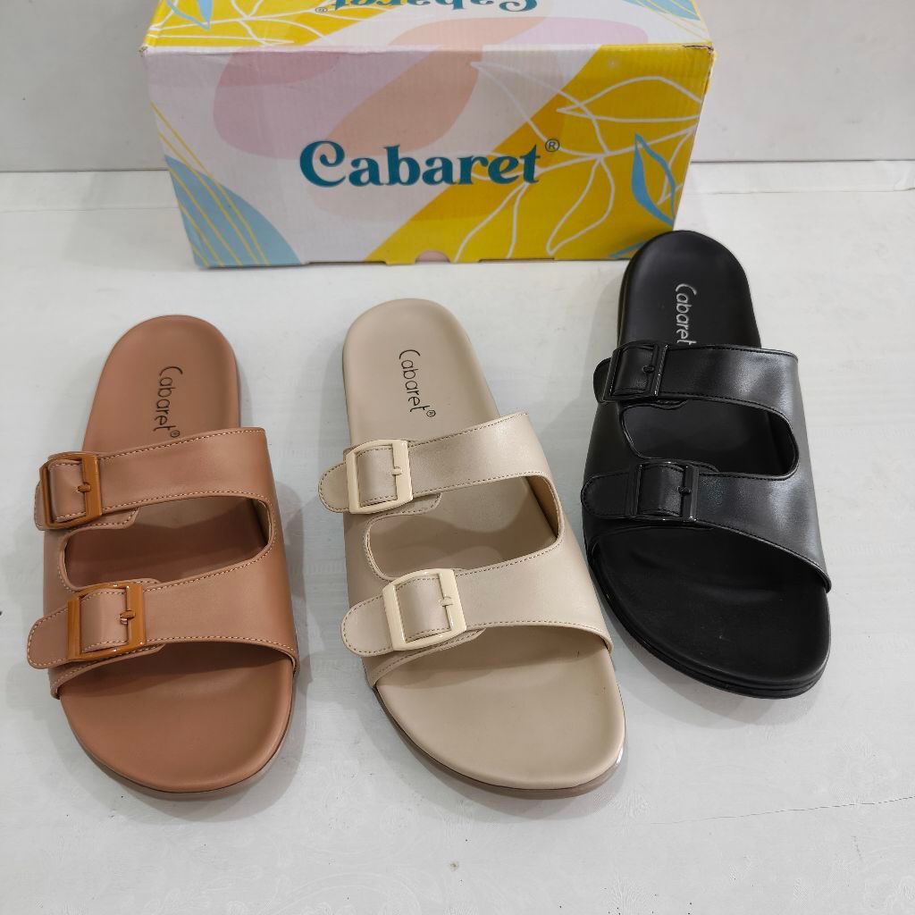 Sandal Flat Cabaret Tipe JL 439-1 | Sandal Cabaret | Sandal Harian Cabaret | Sandal Wanita Motif Ter