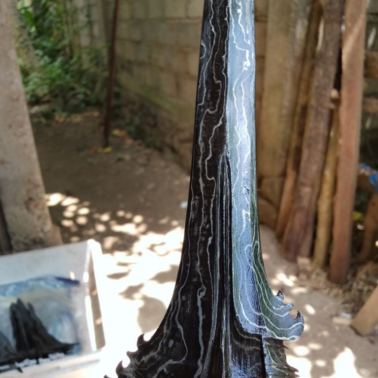 bilah keris bali asli tempa lurus panjang 35 cm (f10)