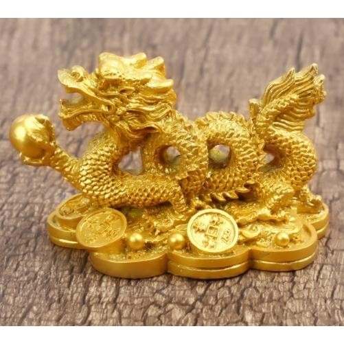 Fengshui Naga Melingkar Koin Emas Batu Diskon