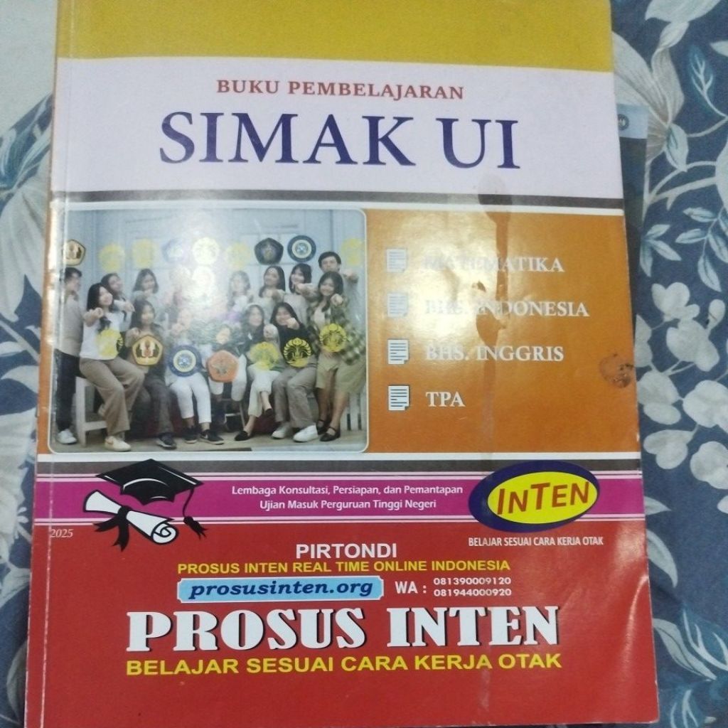 BUKU PRELOVED PROSUS INTEN Buku Pembelajaran SIMAK UI 2025 100 HALAMAN Prosus Inten Matematika BHS I