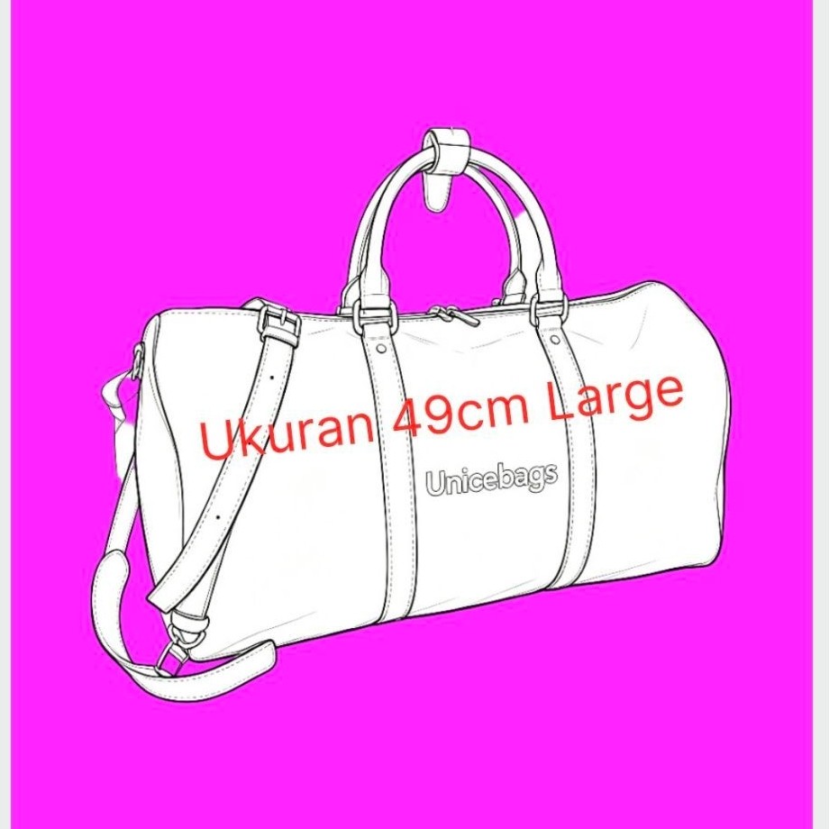 UNICEBAGS - New - Tas Travel Denim timbul Besar Duffel Bag Mudik Jinjing Wanita Free Tali Panjang Ge