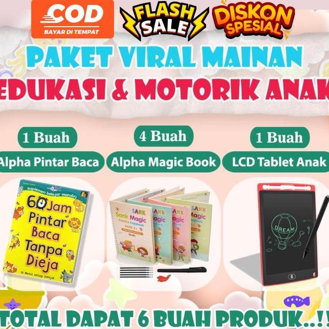 [Bisa COD] Viral Paket Lengkap Buku Edukasi Anak dan Motorik , 1 Buku 60 Jam Pintar Belajar Membaca 