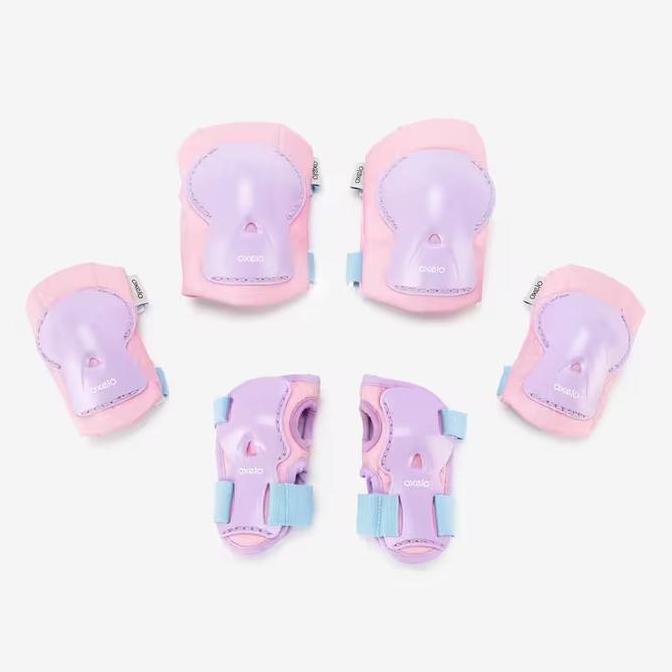 Oxelo Dekker Sepatu Roda Anak Play Inline Skates Set 3 Protector Lutut Siku Lengan Pergelangan Tanga