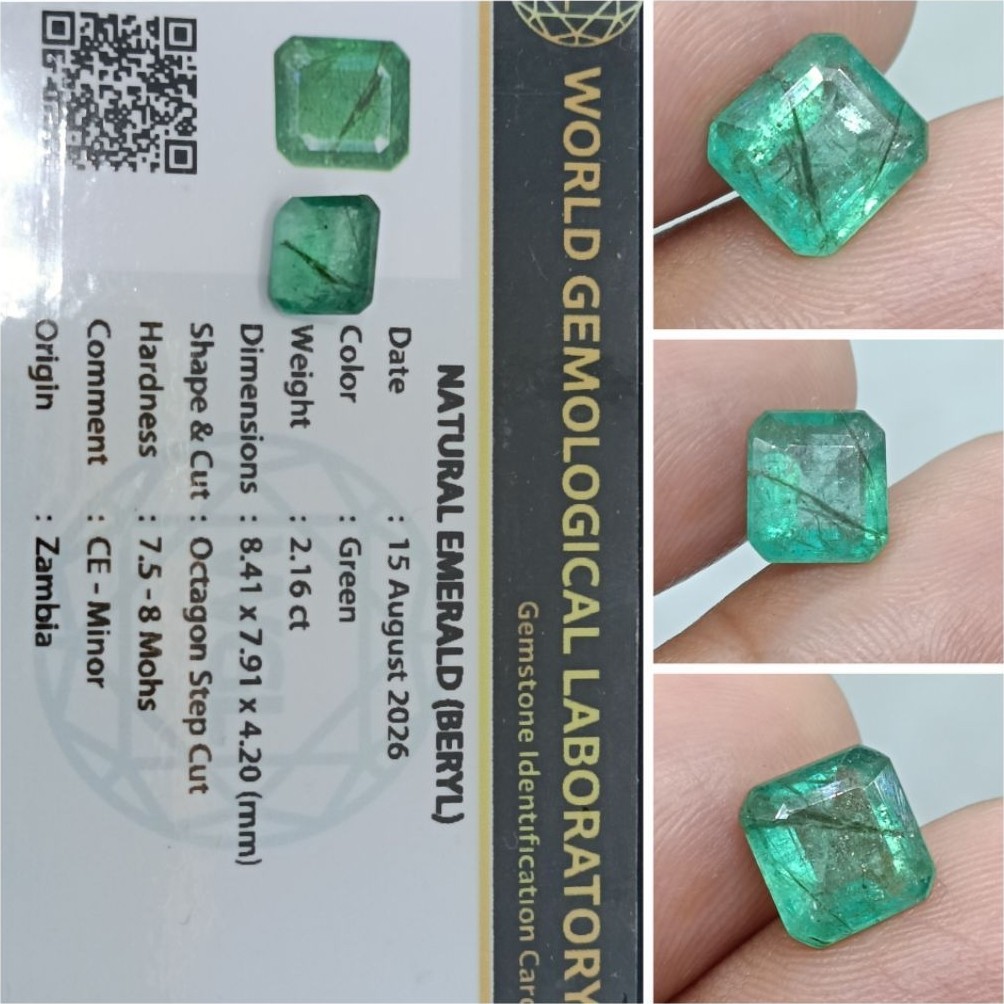 Natural Emerald Beryl 1 ct minor memo GLI Zamrud Zambia