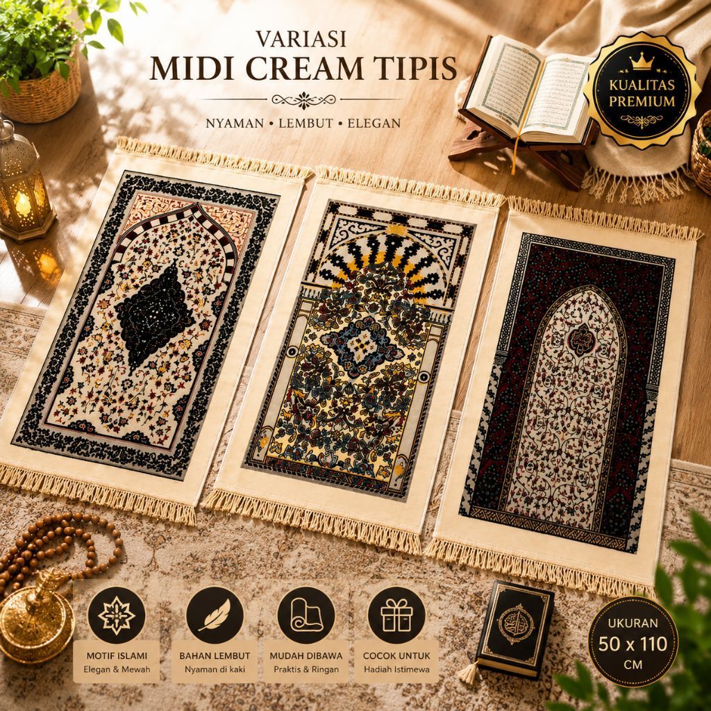 SUFI KARPET Sajadah Premium Beludru Tebal Anti Slip Motif Random  70x110