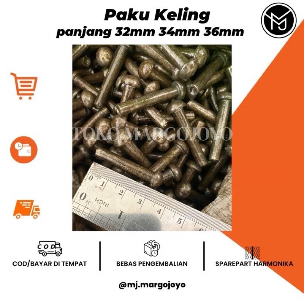 [1kg] Paku keling besi D6 panjang 32 34 36mm / paku keling besi / paku jembatan / paku industri / pa