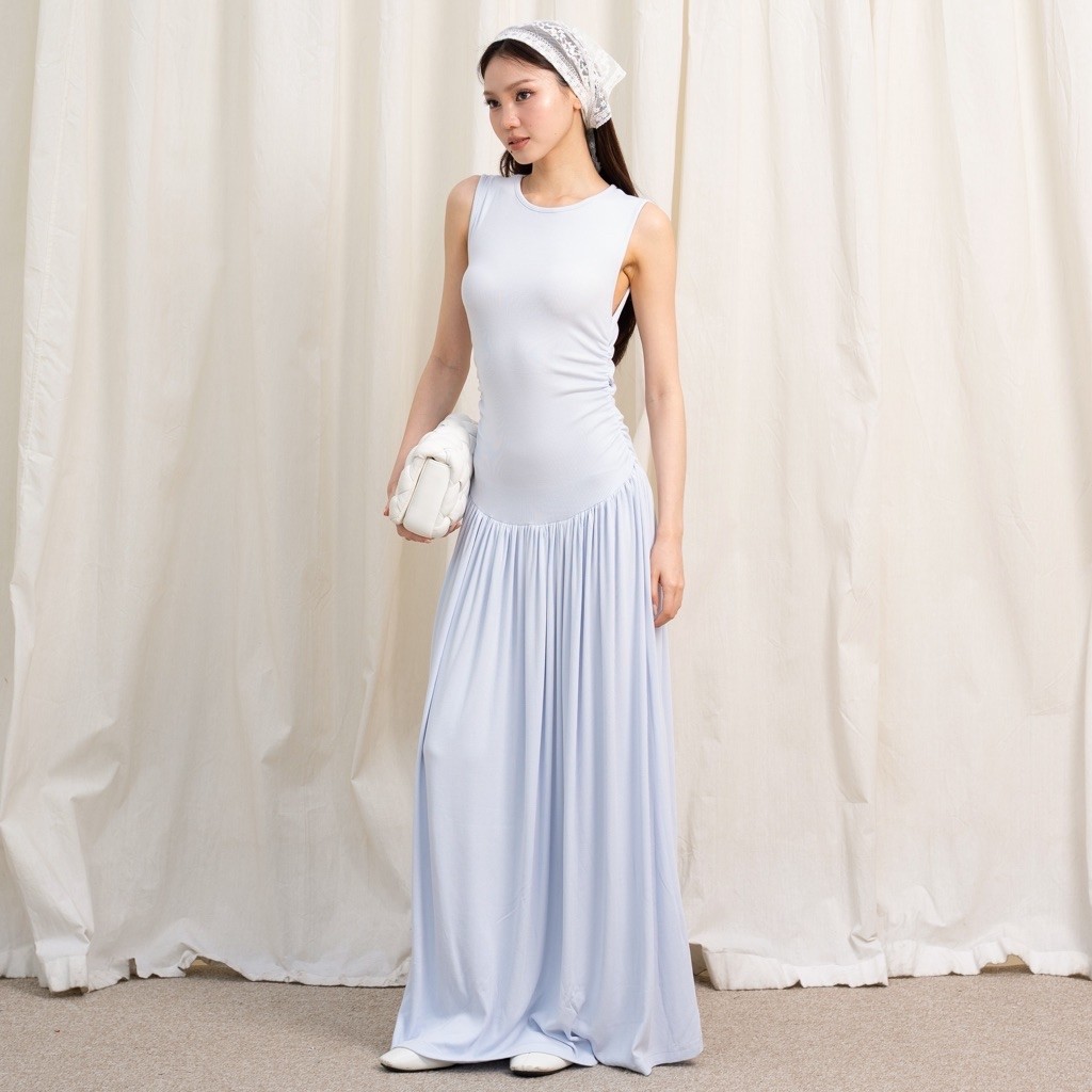 ABBY DRESS | ROOHA | Dress Panjang Wanita Basic Drop Waist Ribbed Knit Terusan Maxi Long Dress