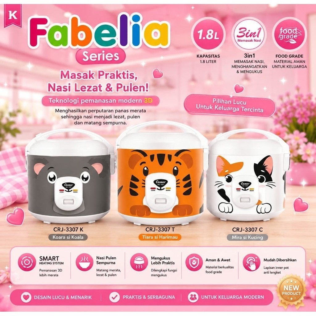 MAGIC COM / RICE COOKER COSMOS CRJ3307/ CRJ-3307 / CRJ 3307 [1.8 LITER] 100% ORI