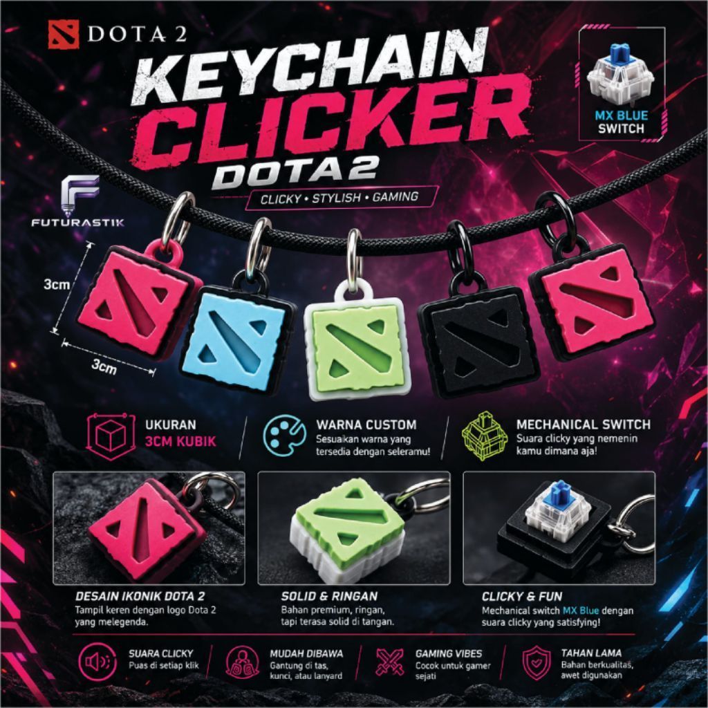 Bag charm DOTA2 / Clicker Dota2, Gantungan kunci DOTA2