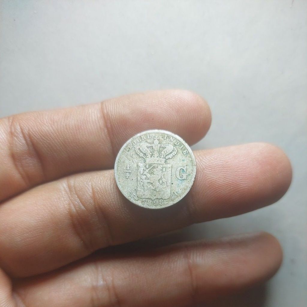 Koin perak belanda abad 18 1/4 Gulden 1898 asli perak.