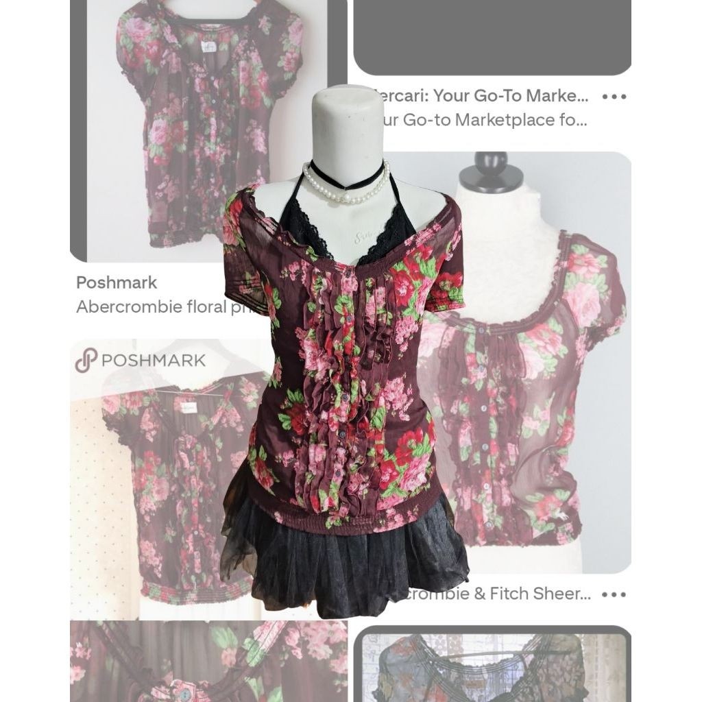 abercrombie & fitch floral milkmaid top / floral top / milkmaid top