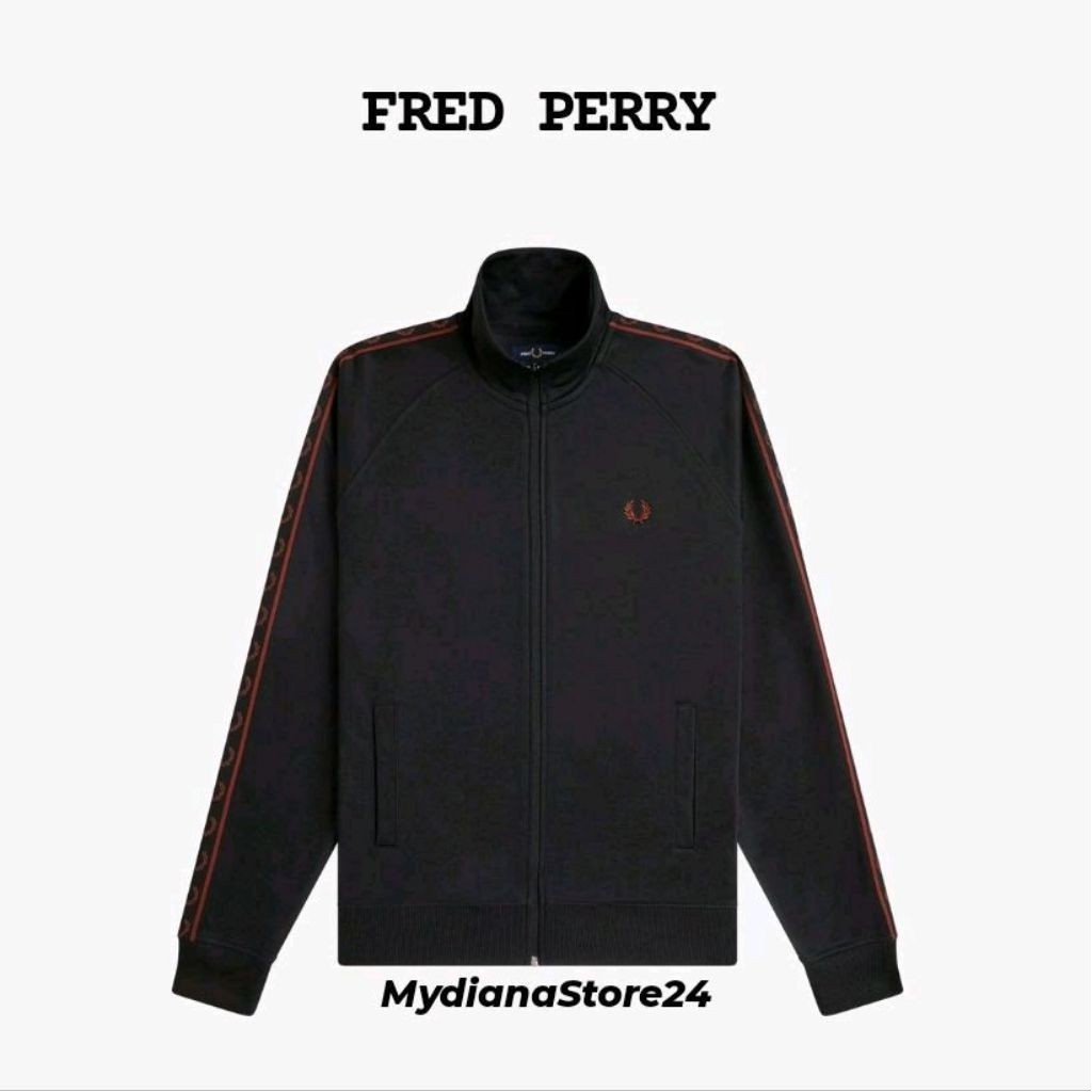 FRED PERRY - FRED PERRY CONTRAST TAPE TRACK JACKET - BLACK