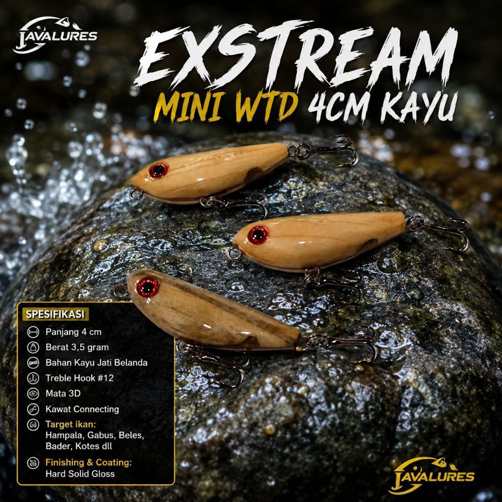 UMPAN CASTING HAMPALA MINI WTD KAYU 4CM