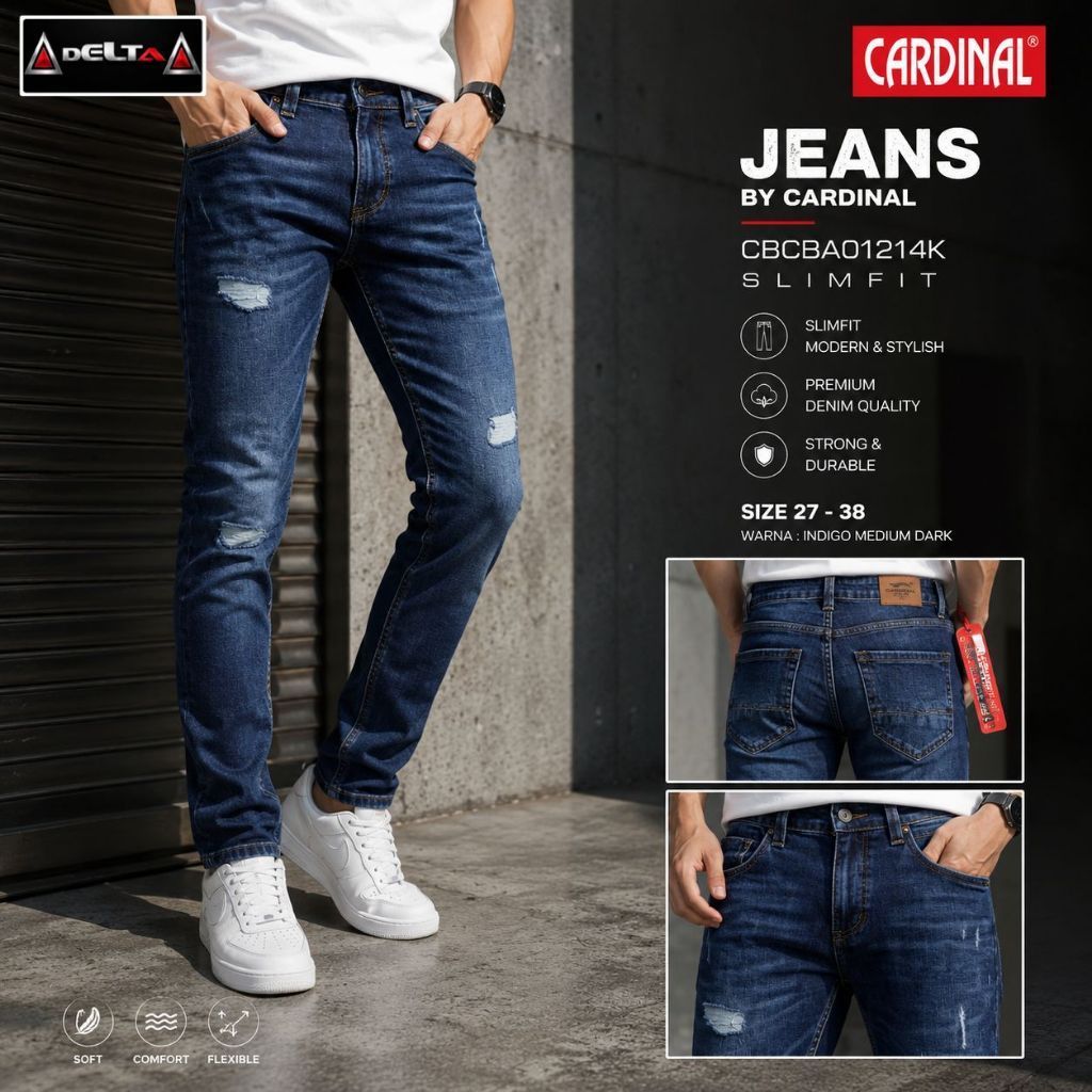 Celana Jeans CARDINAL Original Panjang Destroyer || CAR 093