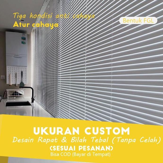 [BISA CUSTOM] Tirai Venetian Blind Aluminium - Anti UV & Privasi Maksimal, Kerai Jendela Minimalis T