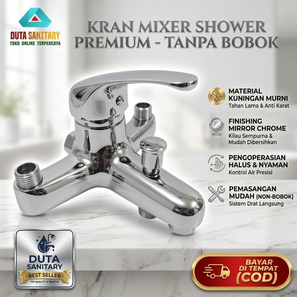 Kran Shower Mixer Air Panas Dingin Tanpa Bongkar Tembok / Kran Mixer Panas Dingin