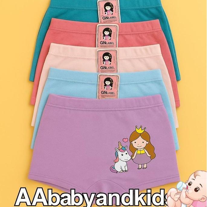 6PC CD BOXER SUPER SOFT Celana Dalam Anak Perempuan Usia 2-9Tahun Ukuran M L XL COTTON NYAMAN DIPAKA