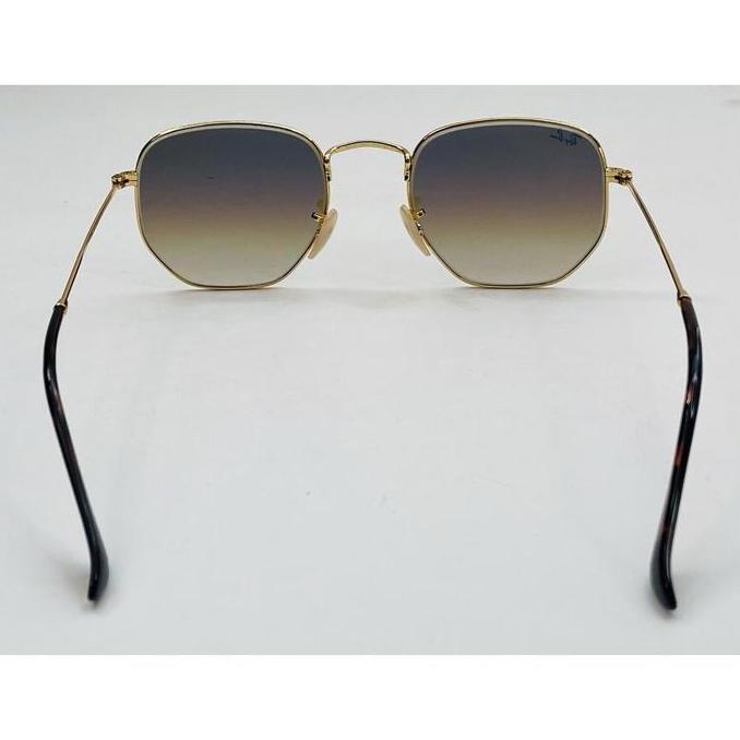 Kacamata RayBan Hexagonal RB3548 001/51 Gold Frame With Light Brown Lenses